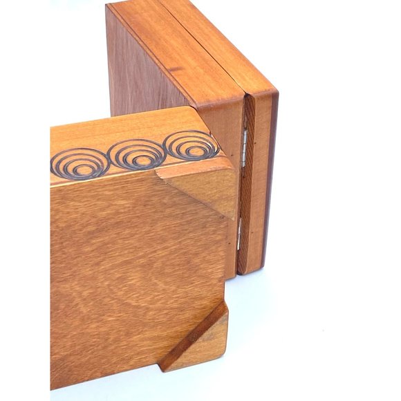 Hand Crafted Wooden Collapsible Divided Sewing /Jewelry Box Lined - Picture 9 of 9